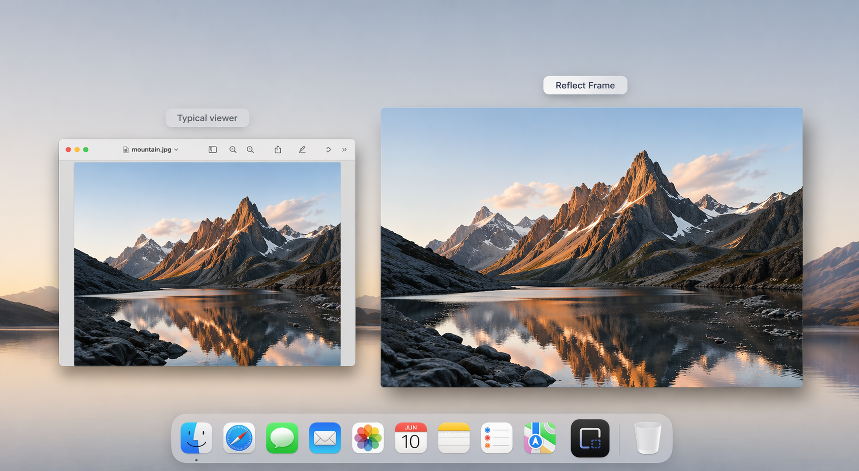 Reflect Frame displaying a screenshot in a clean, chromeless window